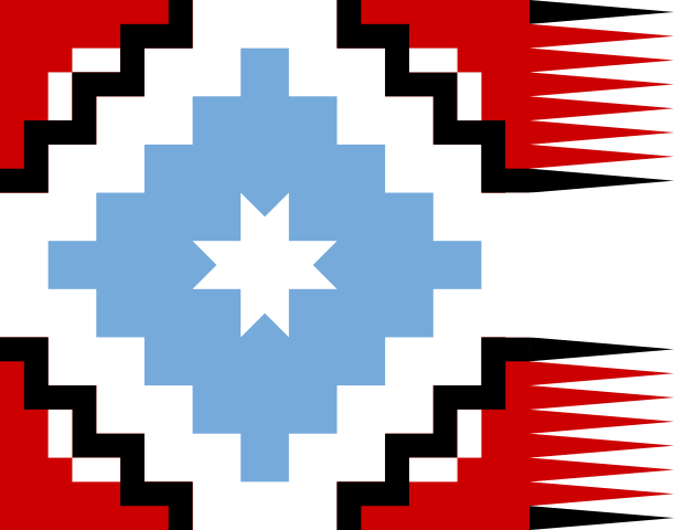 Antigua bandera Mapuche con la Estrella de Arauco (Guñelve) del 1700.