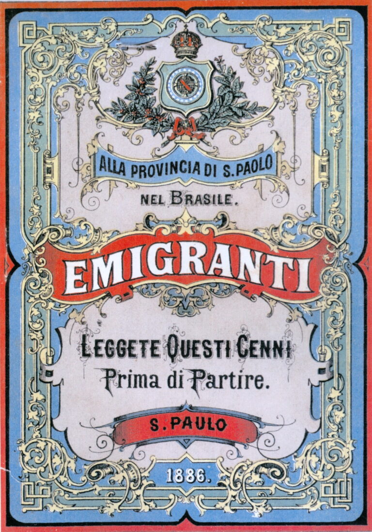 Cartel creado en 1886 por el Estado brasileño de São Paulo, destinado a los potenciales emigrantes italianos en Brasil