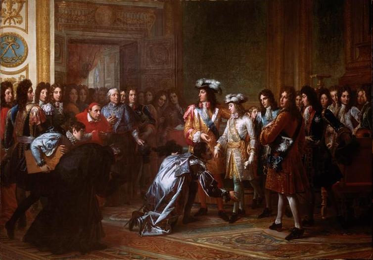Proclamación de Felipe V como Rey de España en el Palacio de Versalles el 16 de noviembre de 1700.